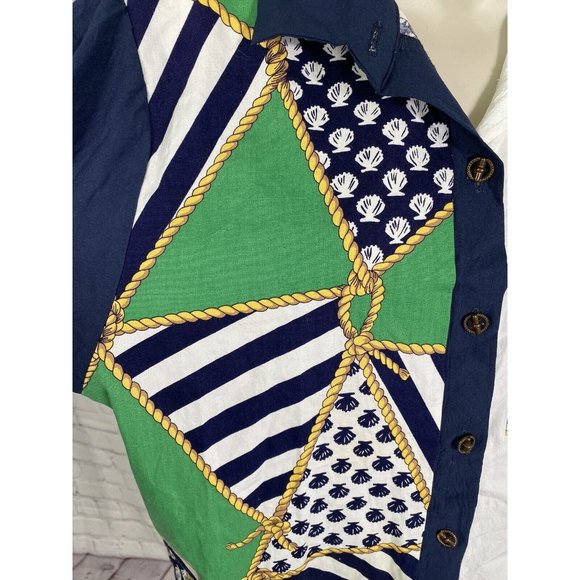 VTG Silver Threads Seashell Rope Striped Long Sleeve Button Up Shirt Women’s M - Picture 6 of 9